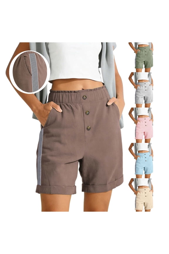 Women Comfy Casual Elastic Waist Color Shorts Summer Beach Lightweight Short Pants