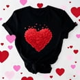 thumbnail image 1 of Neewe Women Cute Heart Graphic Crewneck Short Sleeve Regular Fit Casual Tee T-Shirts Tshirt Tops, 1 of 6