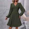 thumbnail image 1 of Neewe Women Fall Dresses 2025 Long Sleeve Basic High Waisted A-Line Knee Long Dress Vacation, 1 of 7