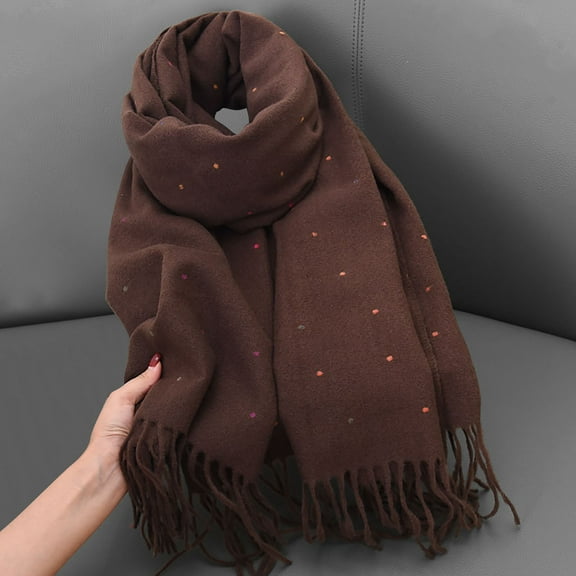 Neewe Women Fashion Polka Dot Soft Skin Friendly Scarf with Tassels Basic Winter Daily Warm Scarf