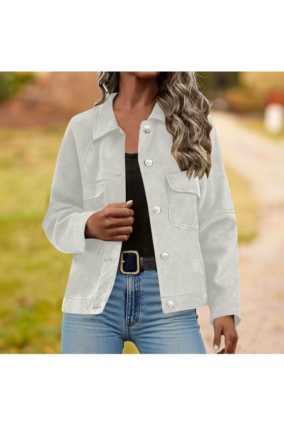 Women Fleece Jacket Winter Bomber Long Sleeve Faux Sherpa Fuzzy Casual Button Down Coat S-XXL