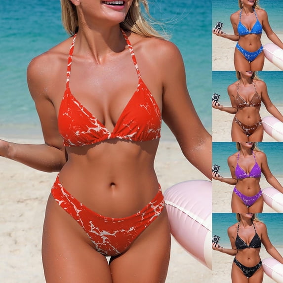 Neewe Women High Waisted Bikini Sets Tummy Control Swimsuits Two Piece Drawstring Bathing Suit