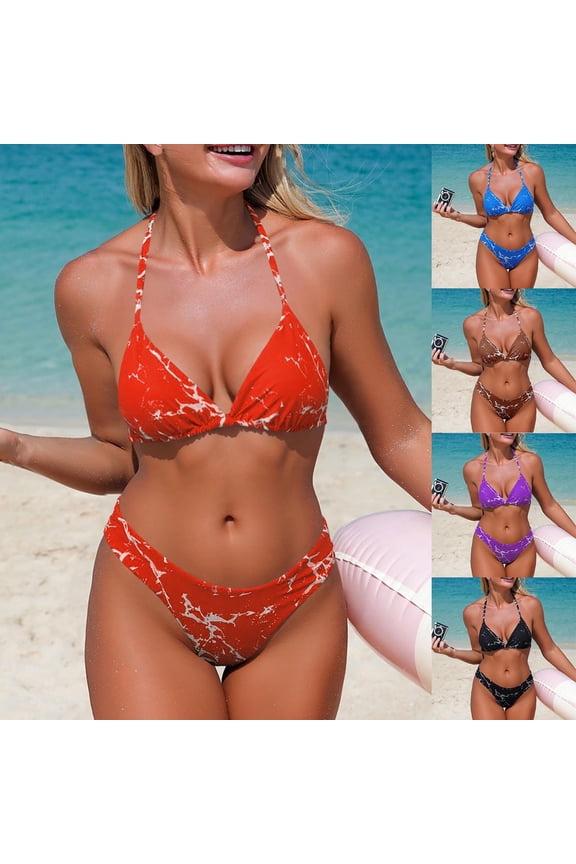 Women High Waisted Bikini Sets Tummy Control Swimsuits Two Piece Drawstring Bathing Suit