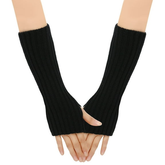 Neewe Women Knit Long Fingerless Gloves 2025 Fake Sleeve Arm Warmers Exposed Fingers