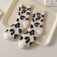 thumbnail image 1 of Neewe Women Leopard Print Half Fleece Mid Socks Coral Fleece Thickened Warm Sleeping Socks, 1 of 4