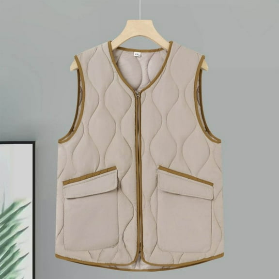 Neewe Women Quilted Casual Vest Lightweight Packable Sleeveless Jacket Button Top with Pocket