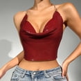 thumbnail image 1 of Neewe Women Sequins Halter Top Shiny Body Chain Top Sparkle Solid Color Club Party Rave Outfits, 1 of 8