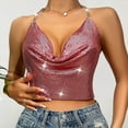 thumbnail image 1 of Neewe Women Sequins Halter Top Shiny Body Chain Top Sparkle Solid Color Club Party Rave Outfits, 1 of 8