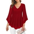 thumbnail image 1 of Neewe Women Tops Long Sleeve Shirts V Neck Loose Fit Soft Casual Solid Color T-Shirts Fall Clothing, 1 of 5