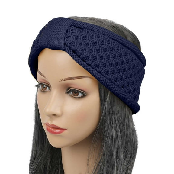 Neewe Women Winter Foldable Solid Knit Headwrap Thick Headband Ear Warmer with Bow
