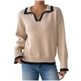 thumbnail image 1 of Neewe Women's 2025 Fall Long Sleeve V Neck Tops Casual Lightweight Knit Pullover Sweater Shirts, 1 of 8