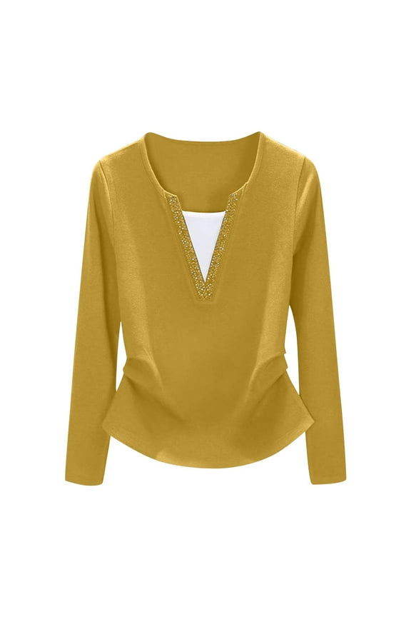 Women's 2025 Fall Long Sleeve V Neck Tops Casual Lightweight Knit Pullover Sweater Shirts