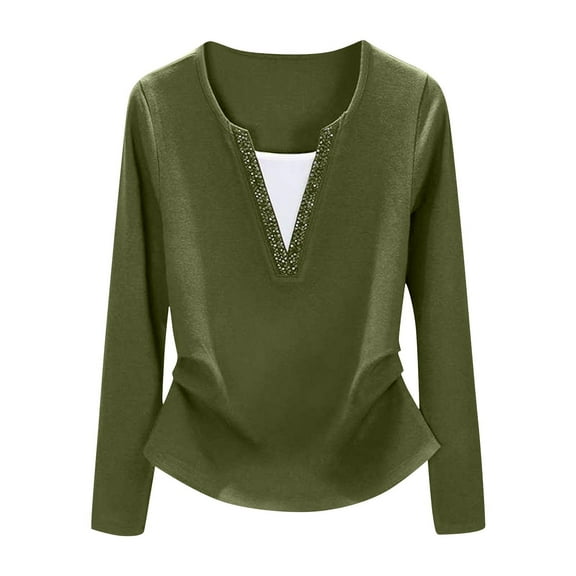 Neewe Women's 2025 Fall Long Sleeve V Neck Tops Casual Lightweight Knit Pullover Sweater Shirts