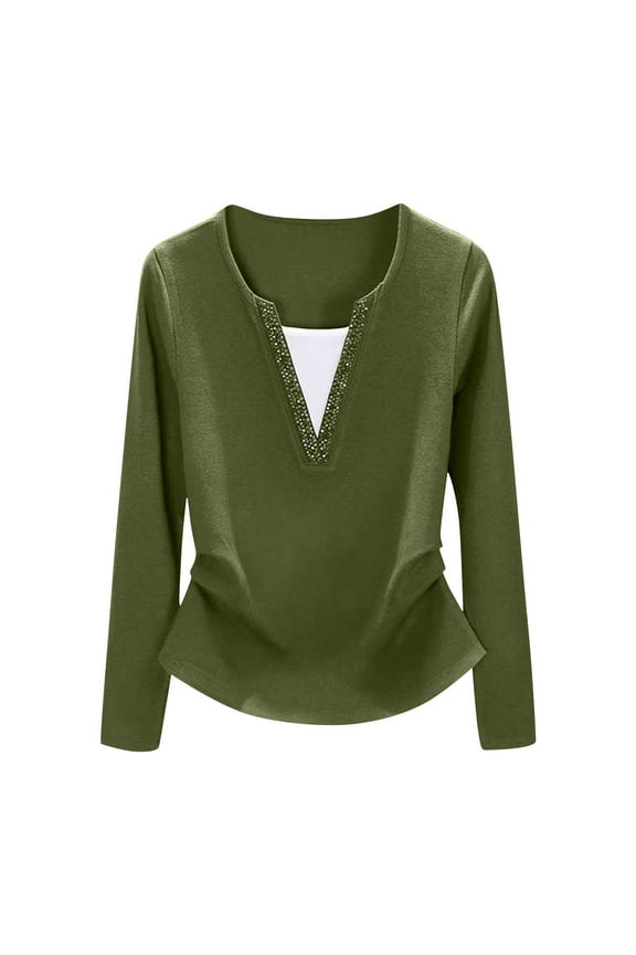 Women's 2025 Fall Long Sleeve V Neck Tops Casual Lightweight Knit Pullover Sweater Shirts