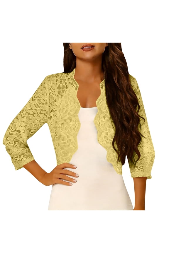 Women's Bolero Shrug Long Sleeve Cropped Cardigan Knit Sweaters Open Front Casual Elegant Jacket for Dresses