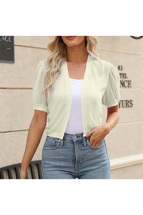 Women's Bolero Shrug Short Sleeve Cropped Cardigan Knit Sweaters Open Front Casual Elegant Jacket for Dresses