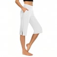 thumbnail image 1 of Neewe Women's Capri Pants with Pockets Split Hem High Waist – Tummy Control Yoga Leggings for Summer Workout, 1 of 7
