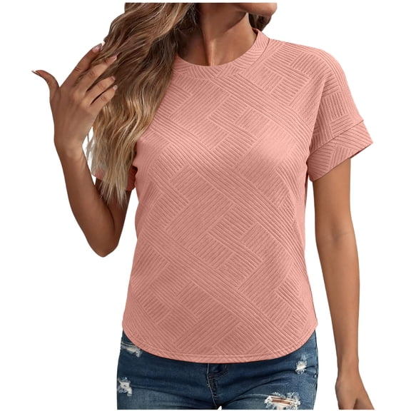 Neewe Women's Casual Basic Going Out Crop Tops Slim Fit Short Sleeve Crew Neck Tight T Shirts 2026