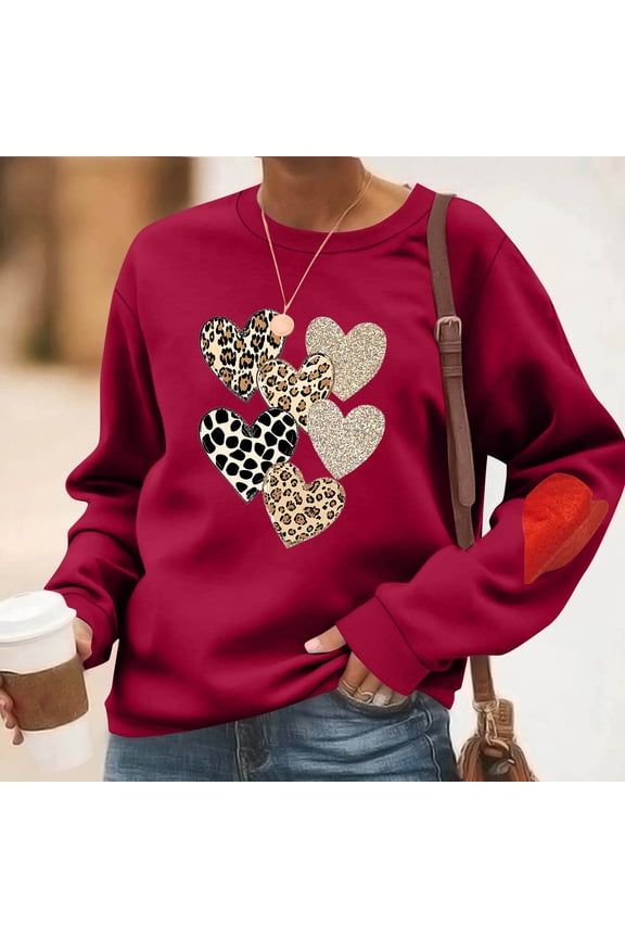 Women's Casual Crew Neck Sweatshirt Loose Soft Long Sleeve Pullover Tops