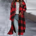 thumbnail image 1 of Neewe Women's Casual Plaid Lapel Cardigan Jacket Woolen Button Up Pocketed Long Shacket Coat, 1 of 6