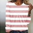 thumbnail image 1 of Neewe Women's Casual Striped Long Sleeve Tops Crew Neck Knit Basic T Shirts, 1 of 6