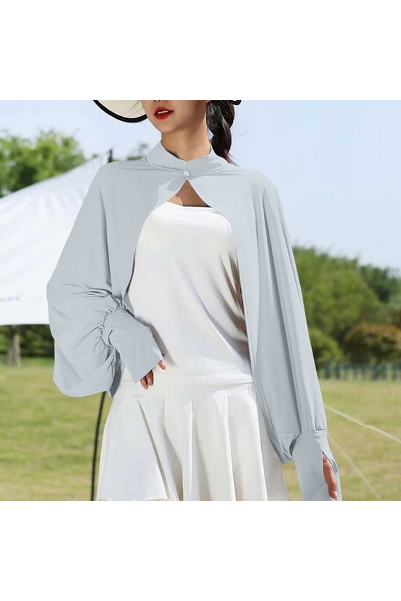 Women's Cooling Shawl Arm Sleeve Neck Sun Protection Cape Sun-proof Cover Cloak for Women Summer Long Sleeve Tops