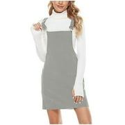 knee length dresses for ladies Chouyatou Women's Cute Sleeveless Corduroy Overall Dress Jumper Midi B –  CHOUYATOU