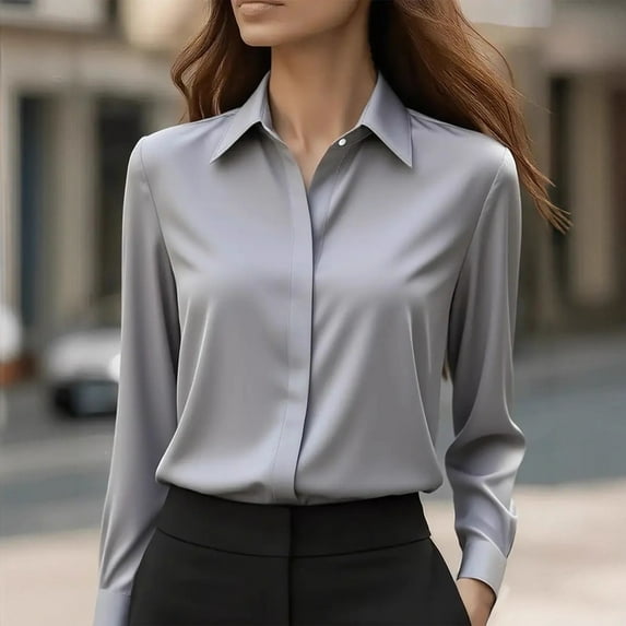 Neewe Women's Dressy Casual Blouses Business Work Tops Long Sleeve V Neck Shirts 2025 Fall Outfits