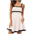 thumbnail image 1 of Neewe Women's Elegant Summer Mini Dresses Classic Plain Tube Spaghetti Strap Sundress Tunic Waist Pleated Hem Knee Dresses, 1 of 5