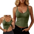 thumbnail image 1 of Neewe Women's Fashionable Comfortable V Neck Tank Tops with Built-in Shelf Bra Sleeveless Racerback Fitted Solid Color Basic Cami Shirts, 1 of 8