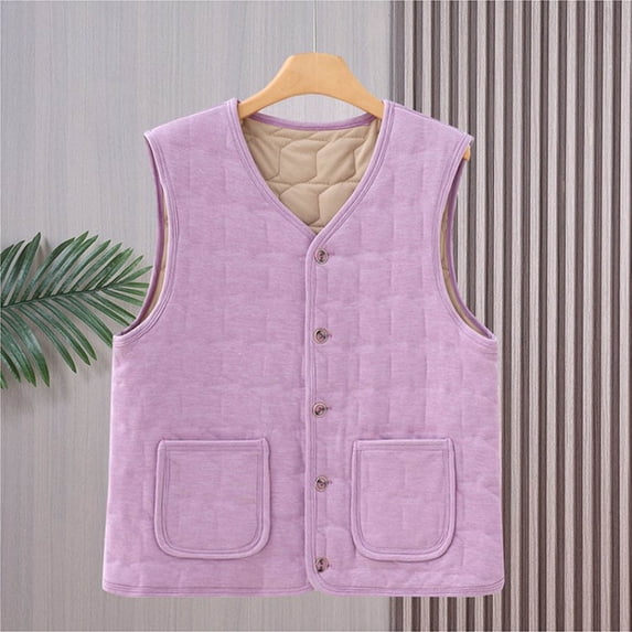Neewe Women's Fleece Vest Fall Lightweight Sleeveless V-neck Jacket Inside 2XL-5XL