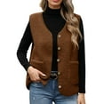 thumbnail image 1 of Neewe Women's Fleece Vest Fall Lightweight Sleeveless V-neck Jacket Inside S-XXL, 1 of 6