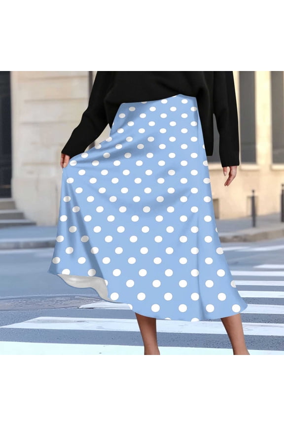 Women’s Floral Print Midi Skirt Casual High Elastic Waist Zipper Vintage Long Boho Skirts for Women