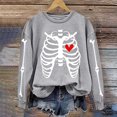 thumbnail image 1 of Neewe Women's Halloween Skeleton Printed Casual Crew Neck Sweatshirt Loose Soft Long Sleeve Pullover Tops, 1 of 6
