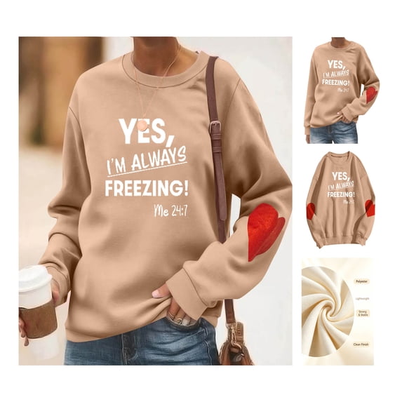 Neewe Women's Letter Print Long Sleeve Round Neck Loose Sweatshirt for Casual Daily Wear and Outdoor Activities Comfort