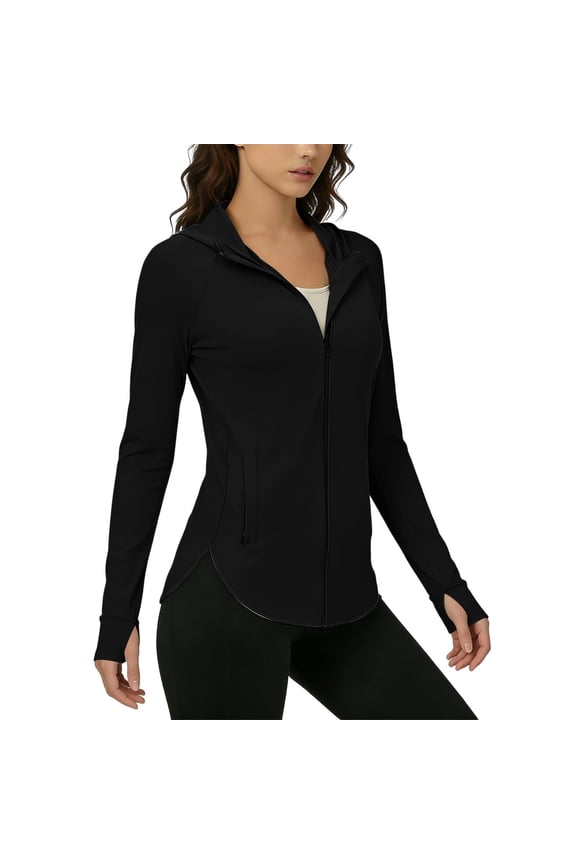 Women's Lightweight Athletic Jacket Sun Protection Full Zip Long Sleeve Shirts Hiking Outdoor Pockets