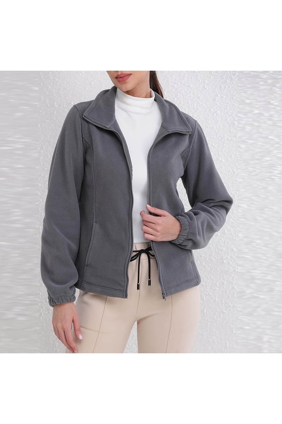 Women's Lightweight Full Zip Soft Polar Fleece Jacket Outdoor Recreation Coat With Zipper