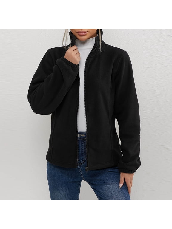 Women's Lightweight Full Zip Soft Polar Fleece Jacket Outdoor Recreation Coat With Zipper