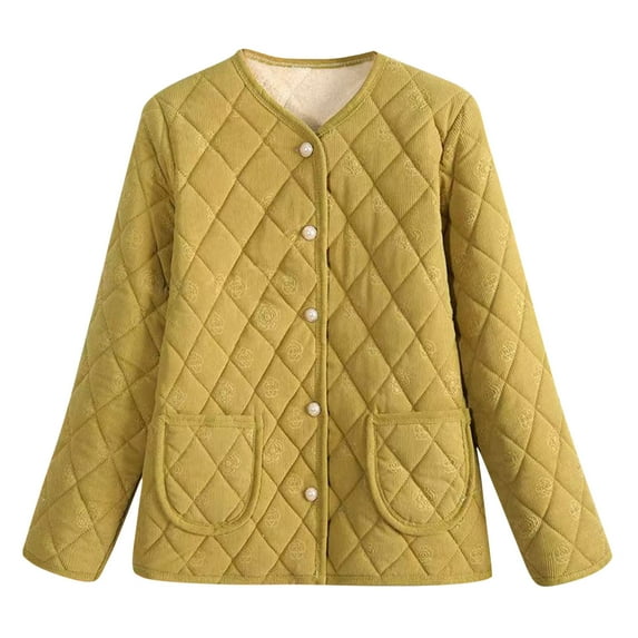 Neewe Women's Lightweight Jackets Casual Long Sleeve Button Down Puffer Coat Comfort Loungwear