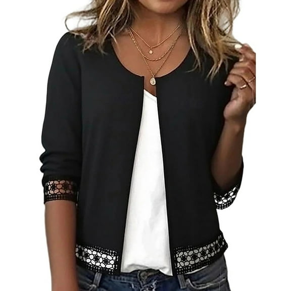 Neewe Women's Long Sleeve Cardigan Knit Sweaters Cropped Open Front Bolero Shrug for Dresses S-2XL