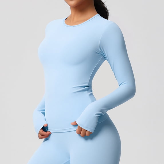 Neewe Women's Long Sleeve Compression Shirts, Dry Fit Workout Athletic Sun Protection Cooling Tops for Yoga Running Gym