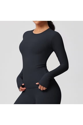 Women's Long Sleeve Compression Shirts, Dry Fit Workout Athletic Sun Protection Cooling Tops for Yoga Running Gym