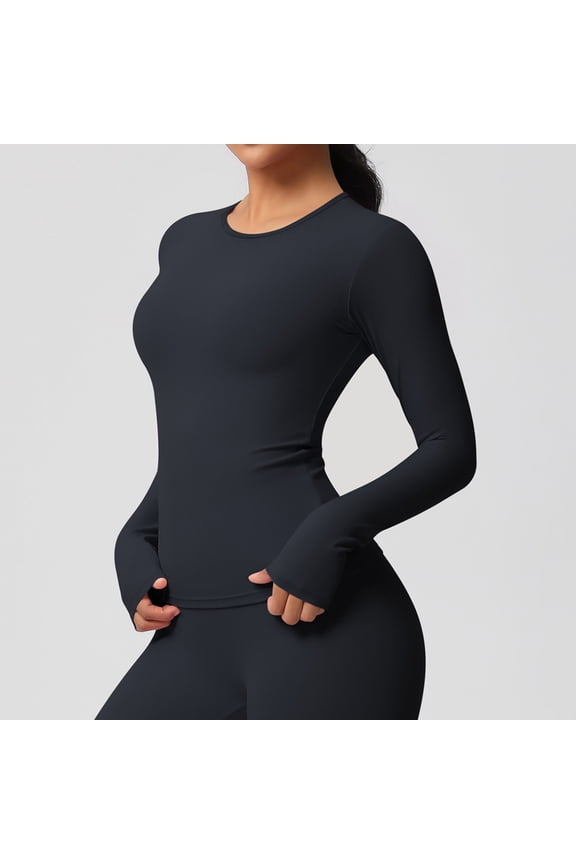 Women's Long Sleeve Compression Shirts, Dry Fit Workout Athletic Sun Protection Cooling Tops for Yoga Running Gym