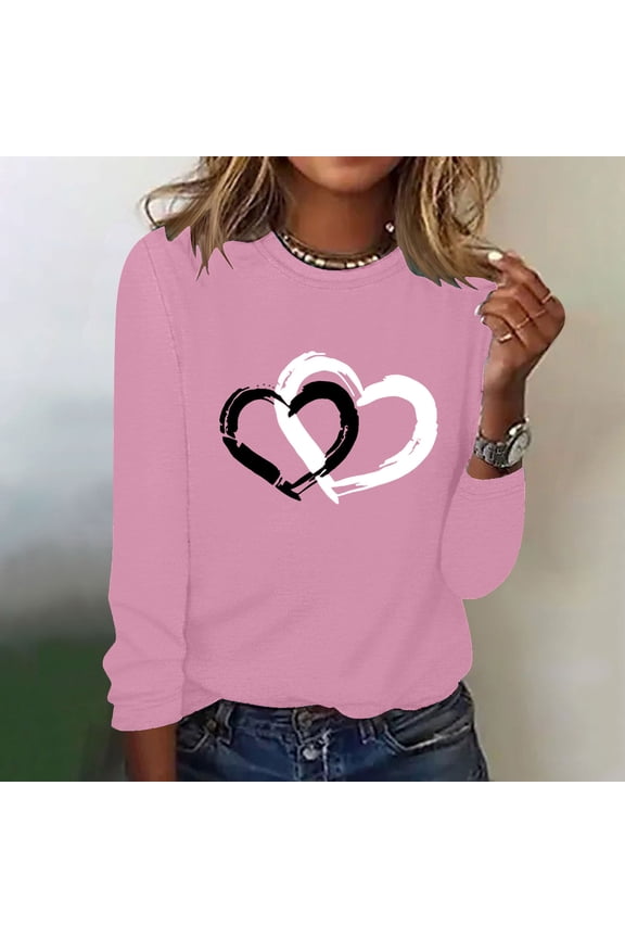 Women's Long-Sleeve Crew-Neck Cotton T-Shirt Classic-Fit Shirt Soft Breathable Casual Tee Basic Tops