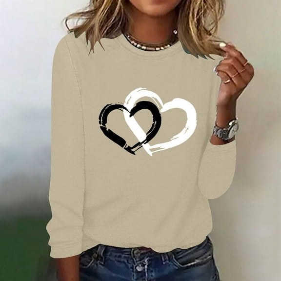 Neewe Women's Long-Sleeve Crew-Neck Cotton T-Shirt Classic-Fit Shirt Soft Breathable Casual Tee Basic Tops