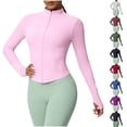 thumbnail image 1 of Neewe Women's Long Sleeve Full Zip Shirts, Dry Fit Workout Athletic Sun Protection Cooling Tops for Yoga Running Gym, 1 of 7
