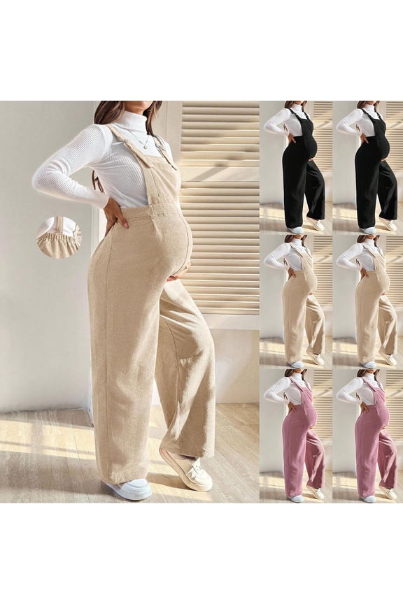 Women's Maternity Jumpsuits Sleeveless Straight Leg Overalls Romper