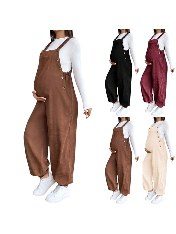 Women's Maternity Jumpsuits Sleeveless Straight Leg Overalls Romper