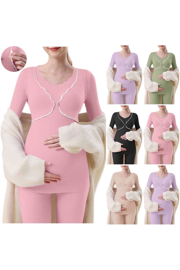 Women's Maternity Pregnant Top Solid Color Round Neck Long Sleeved Top To Be Worn As A Base During Pregnancy