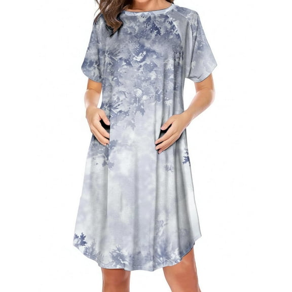 Neewe Women's Nursing Dress Short Sleeve Hidden Zipper Maternity Side Zippered Breastfeeding Dress